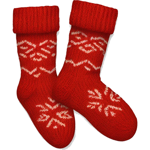 Two Red knitted winter pair of socks  emoji