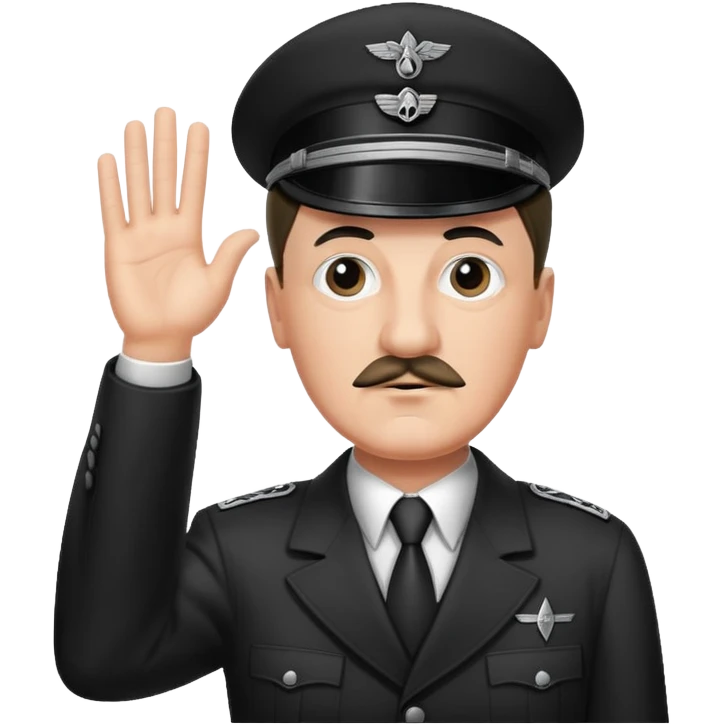 Hitler raising one hand straight up like a salute emoji
