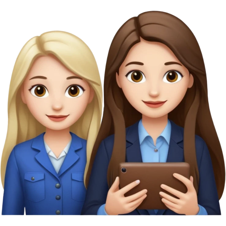 TWO GIRLS DOING PROJECT, PROFESSIONAL AND CUTE , LONG HAIR MAKEUP emoji