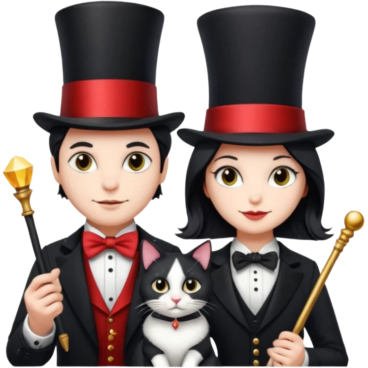 magician couple and th@ClashOfClansShopNo1eir pet cat emoji