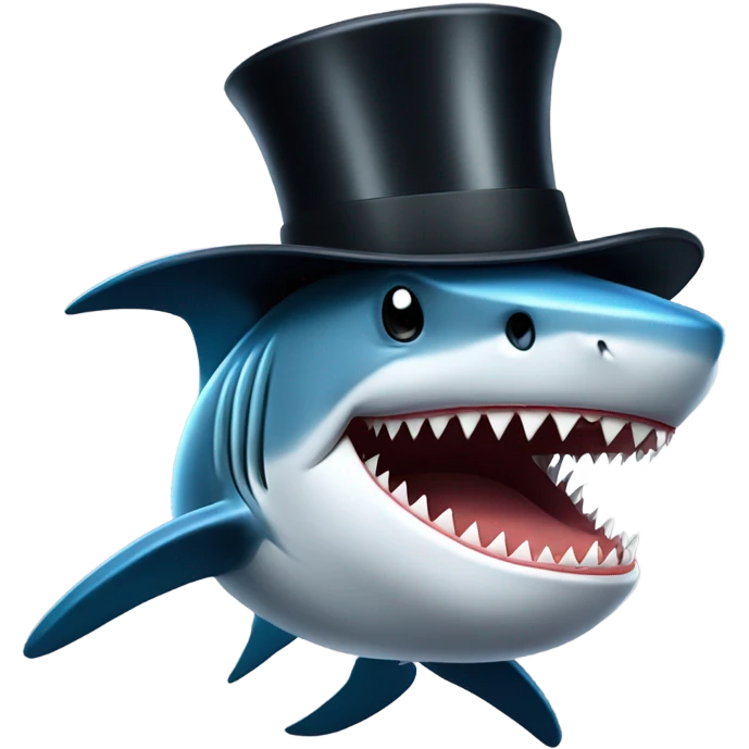 Shark with a top hat emoji