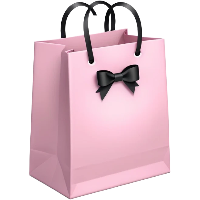 Light pink gift bag with black ribbon bow, 3D isometric emoji
