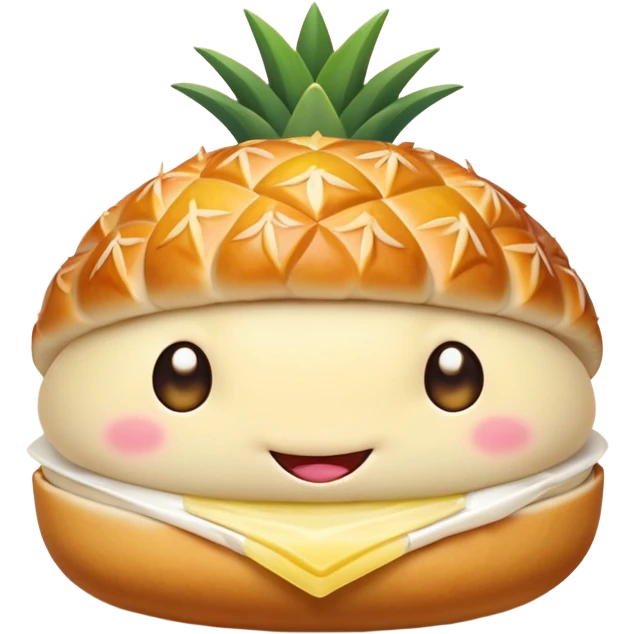 pineapple roast pork bun with cute face emoji