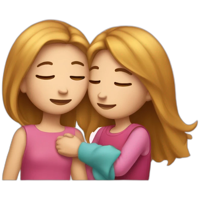 Fille qui fait un  calin à une autre fille emoji