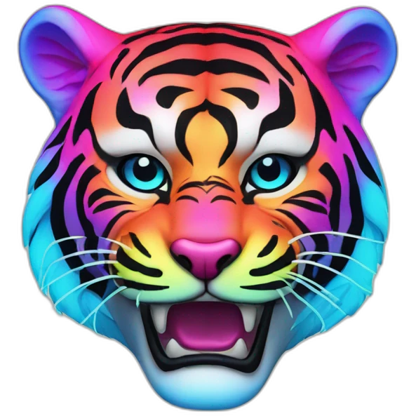 rainbow neon tiger Japanese mask emoji