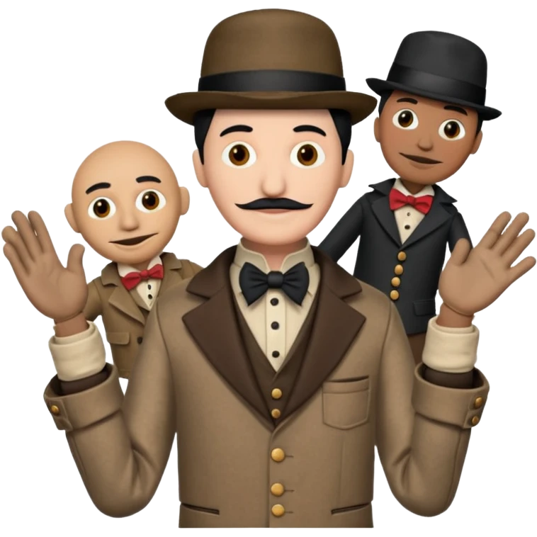 a puppet master moving two puppets emoji