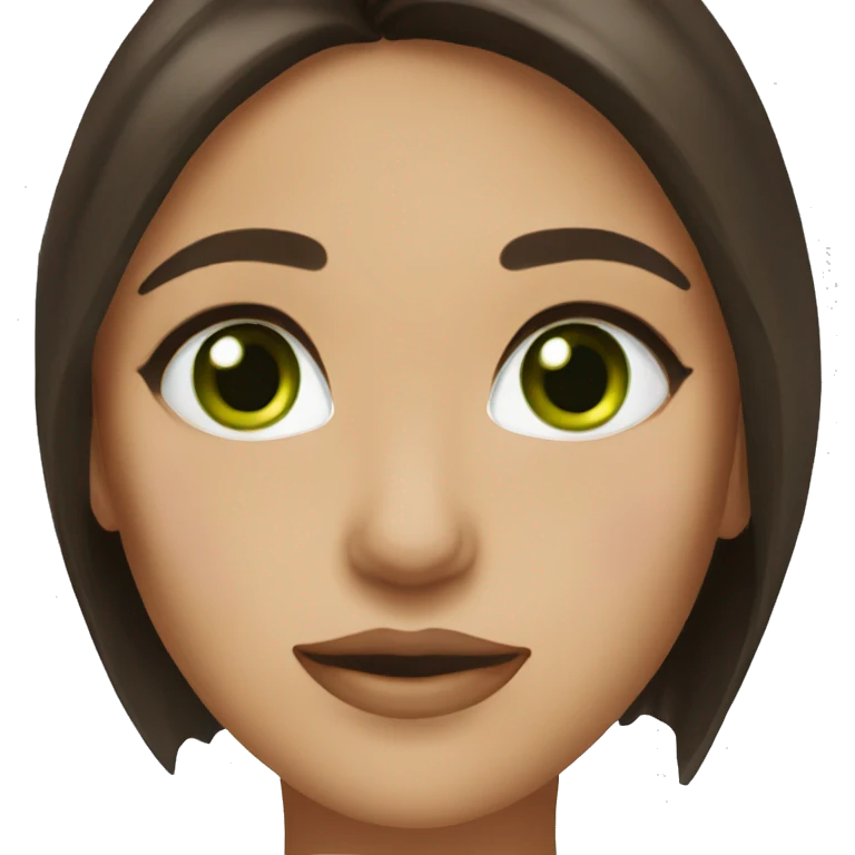 women dark Brown hair Green eyes kiss emoji