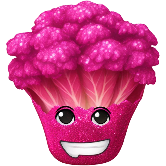 Hot pink lettuce with glitter  emoji