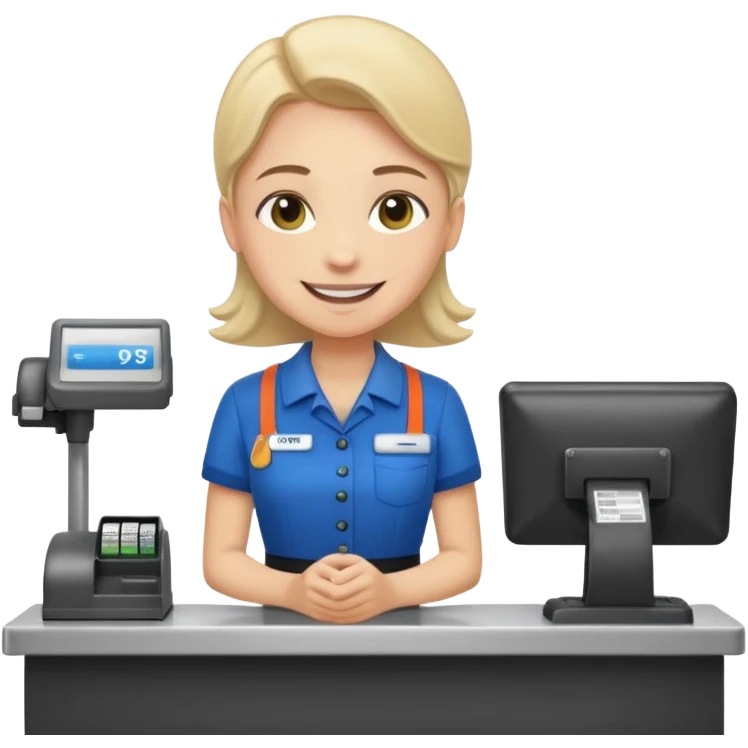 supermarket employee at a cash register, full body emoji