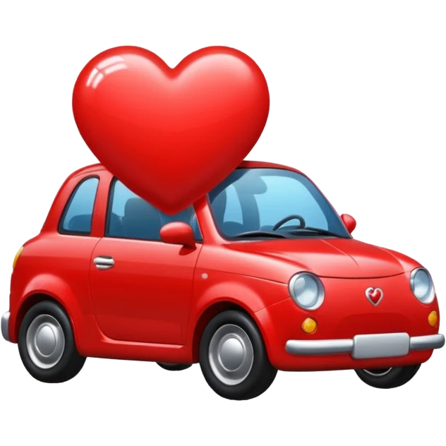 red heart with a small red car emoji