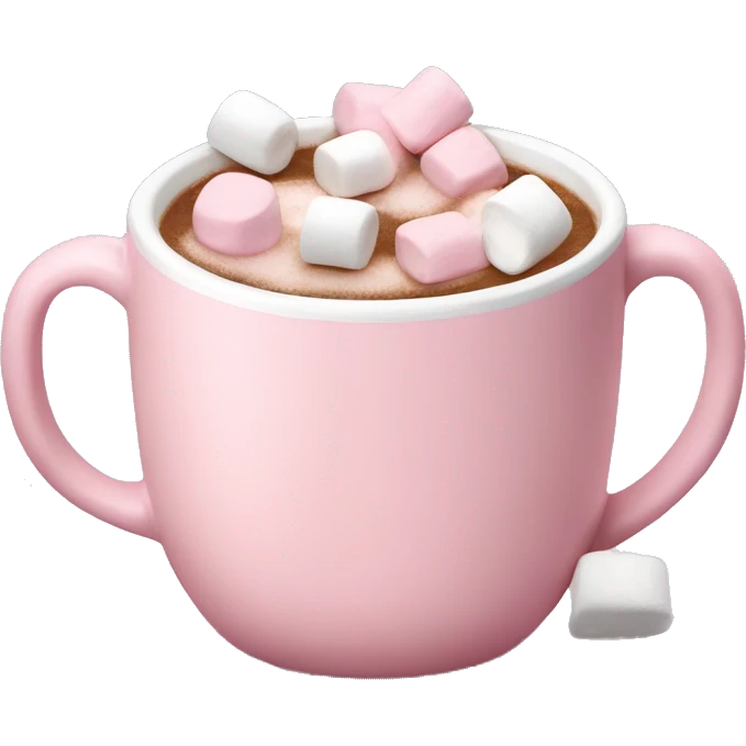 Light Pink mug of hot chocolate with marshmallows  emoji