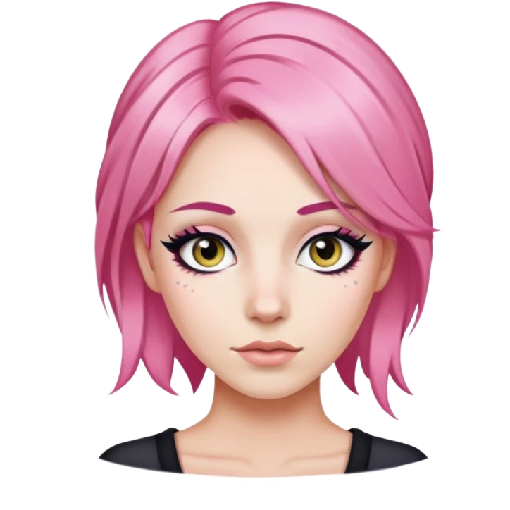 pretty pink hair baddie with eyeliner  emoji