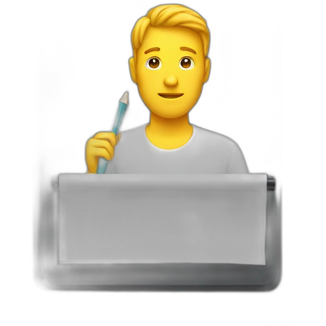 Man writing on a marker board emoji