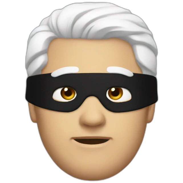 Man with white hair and a black blindfold emoji