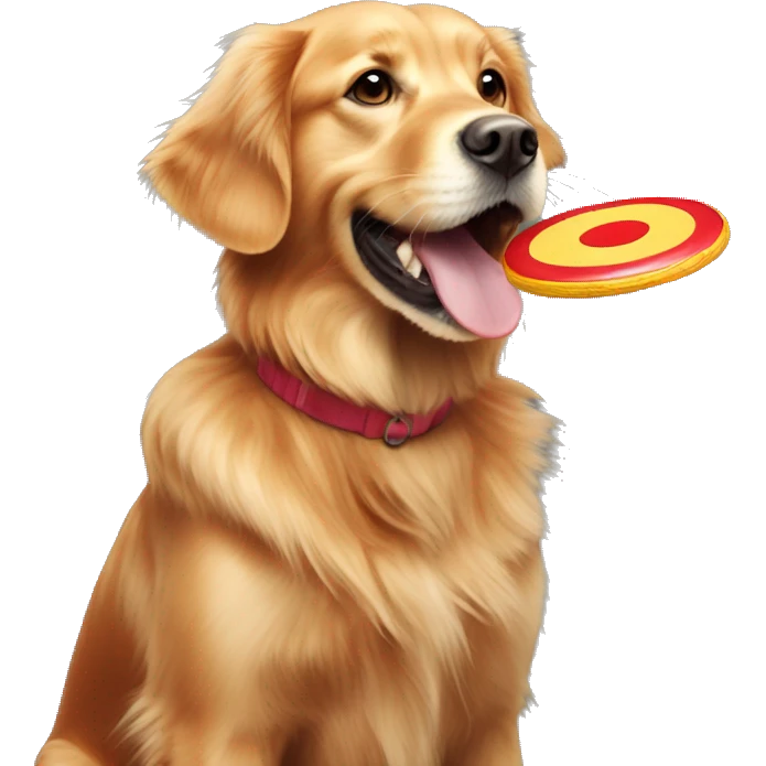 Red Golden retriever catching frisbee  emoji