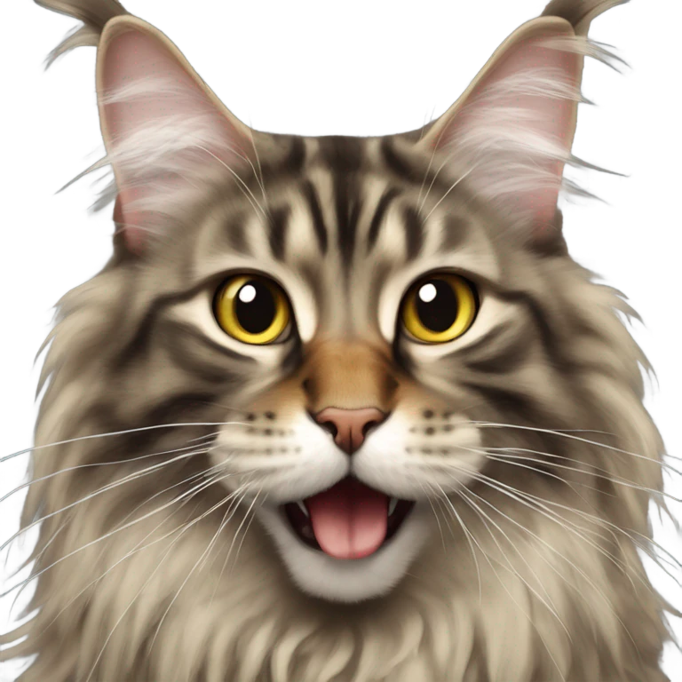 Maine Coon with a stupid face and butterfly on his mouth  emoji