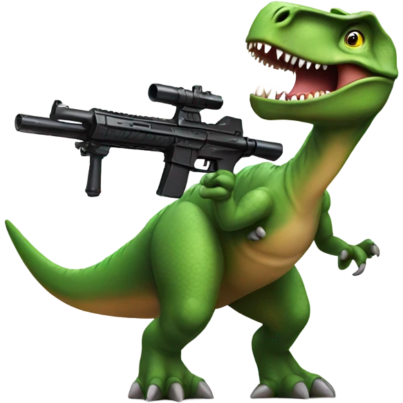 Dinosaur with a gun emoji