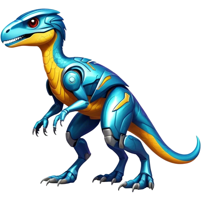 Shiny Futuristic Fakemon-Pokemon-Digimon-Spectrobes-Raptor-fusion, full body emoji