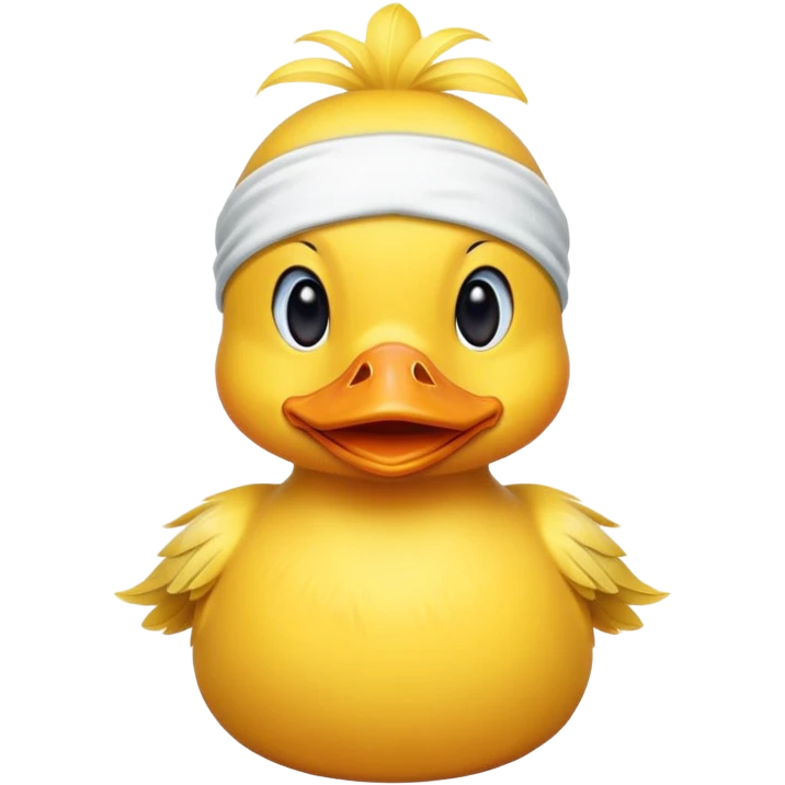 Duck wearing sweat band emoji