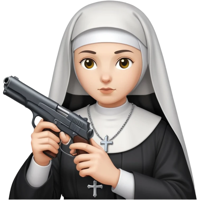 stylish nun holding a gun emoji