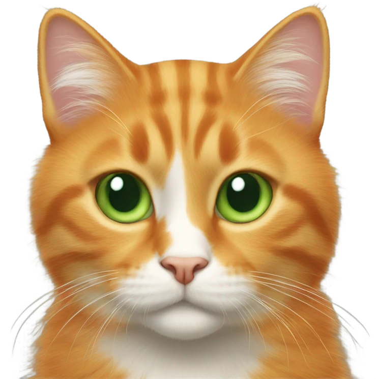 Furry orange cat green eyes emoji