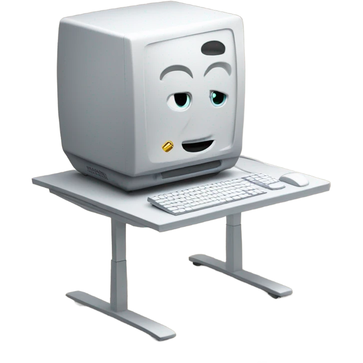 desktop computer on desk back view emoji
