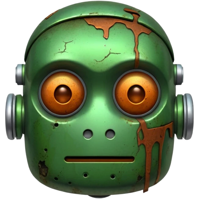make a tired old robot emoji, covered in green sludge emoji