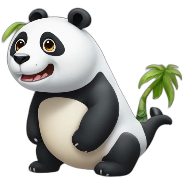 A panda bear mixed with a dino emoji