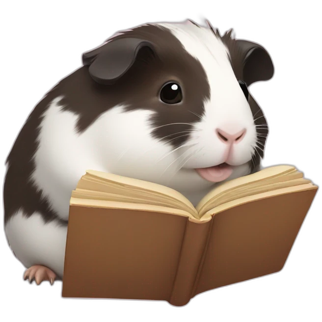 Fat guinea pig reading a book emoji
