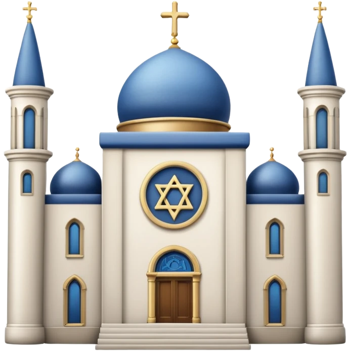 reform jewish synagogue similar in architecture to historical churches (pretty and magnificent), white in color, in ios emoji style emoji