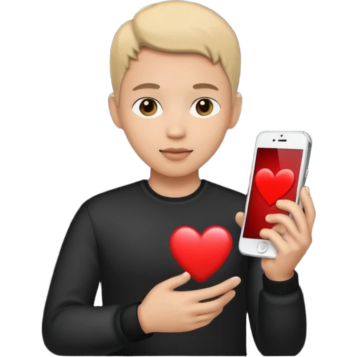 person silhouette holding a phone with a heart emoji