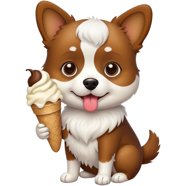 Little dog with ice cream  emoji