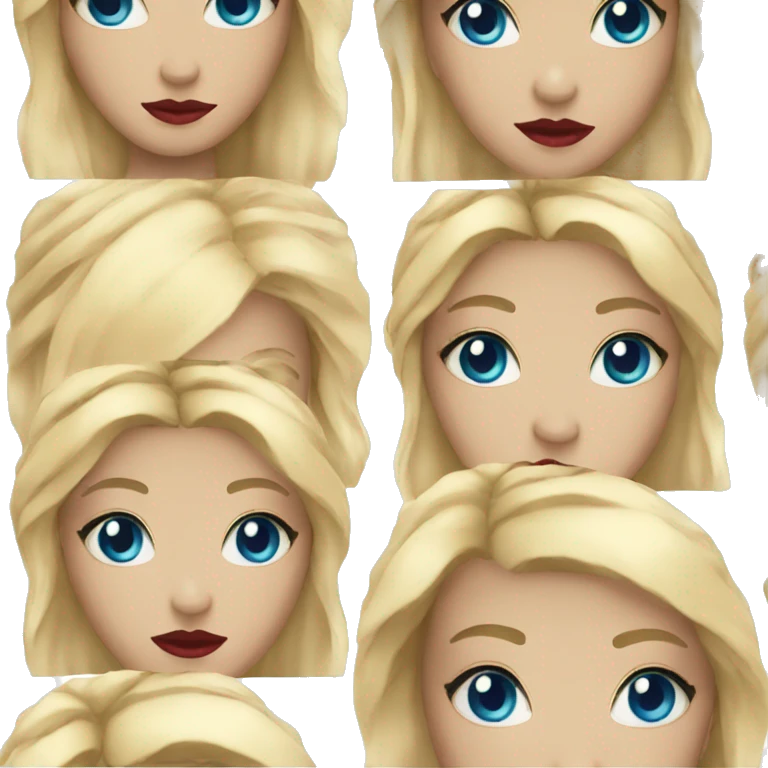 blonde girl blue eyes red lip  emoji