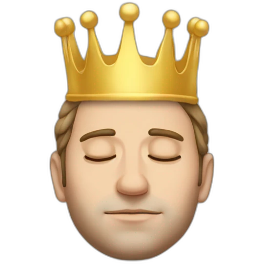 Macron sleeping with a crown emoji
