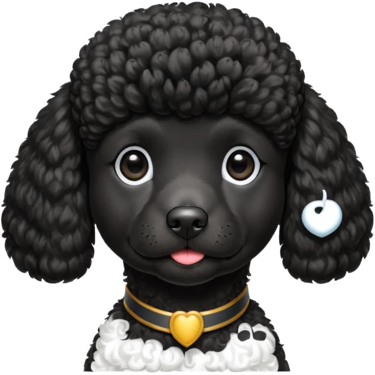 A high-resolution digital illustration of a black poodle in a clean, semi-realistic style. The poodle is shown from the chest up, facing sideways head tilted of the head to the left emoji