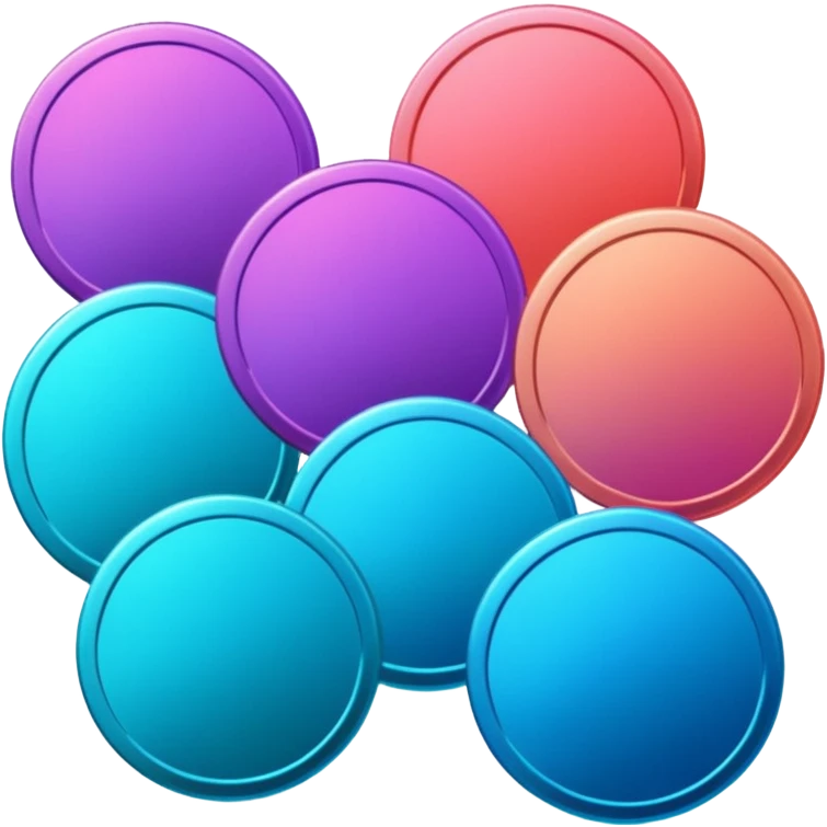coins credit pack in gradient of turquoise, blue, pink, purple, and coral color emoji