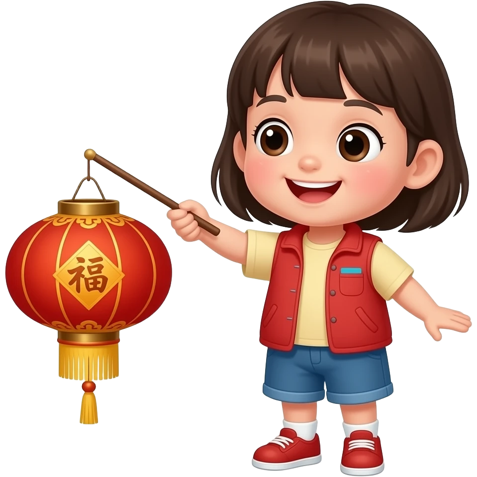kid holding one chinese lantern emoji