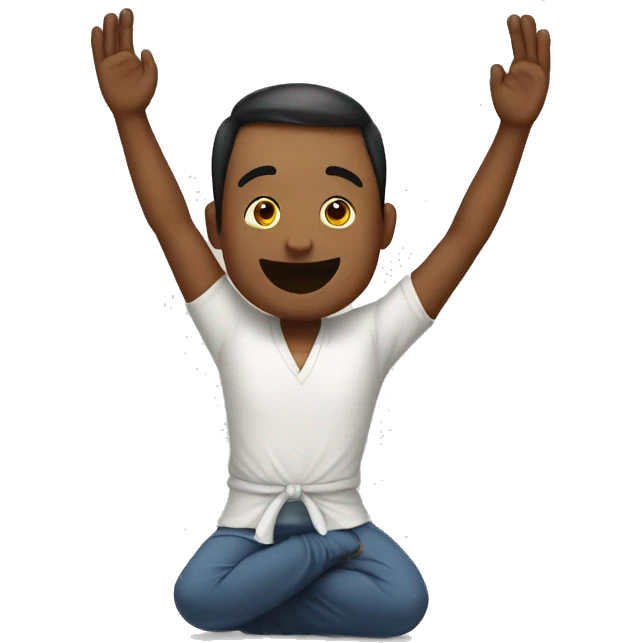 Emoji bowing and saying namaste with elbows tpuching emoji