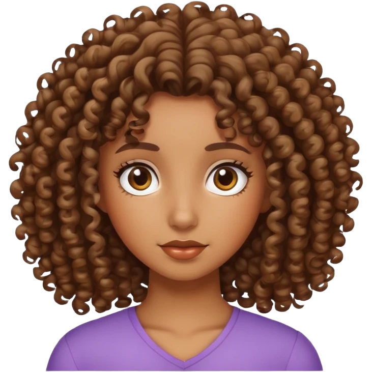 Girl with curly hair, and skin brown  emoji