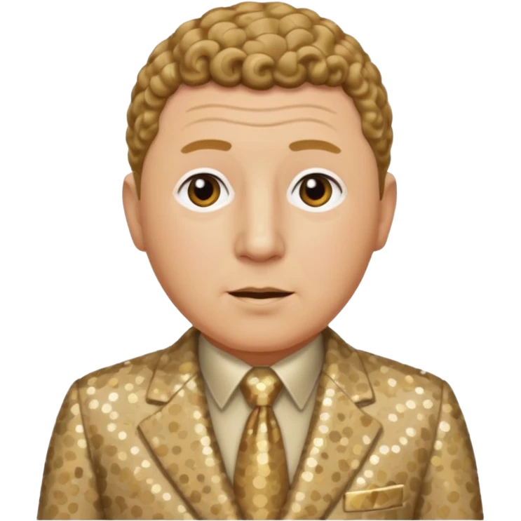Curly Howard from The Three Stooges with dark blonde hair, beige sequin suit  emoji
