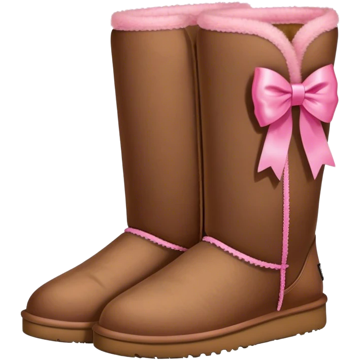 Brown Ugg boots with a pink ribbon on side of them emoji