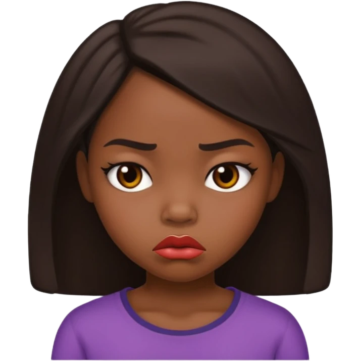 African American girl pouting face emoji