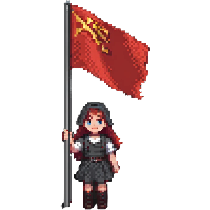 girl holding red flag emoji