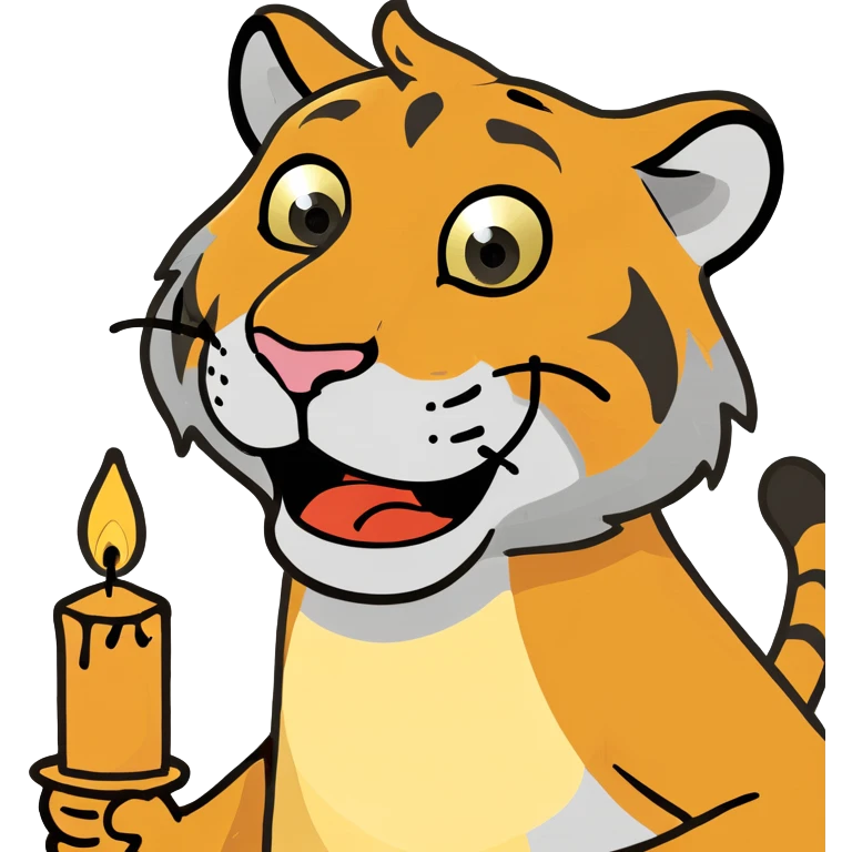 tiger with a candle excited emoji