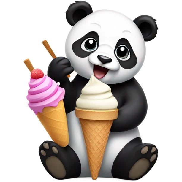 Panda eating ice cream emoji