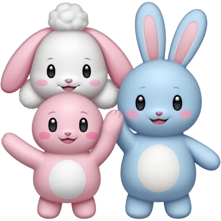 Kirby and Cinnamoroll high fiving emoji