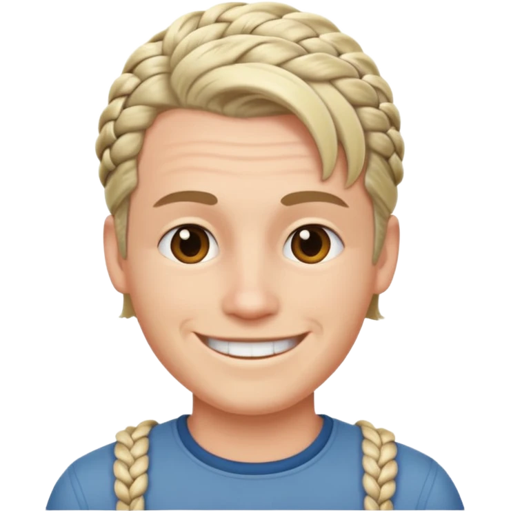 A white ton skin man with short braided hair emoji