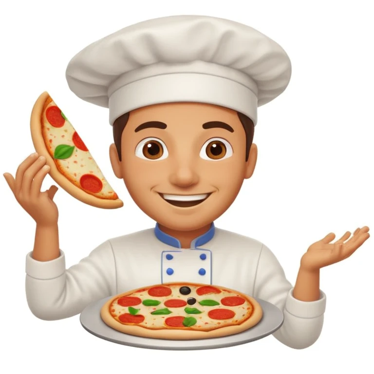 smiling Italian chef spinning pizza dough emoji