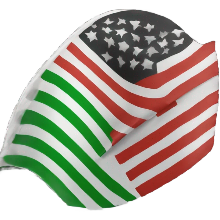 Create a flag design with three horizontal stripes. The top stripe is green, the middle stripe is white, and the bottom stripe is black. In the middle white stripe, include three red five-pointed stars evenly spaced. emoji