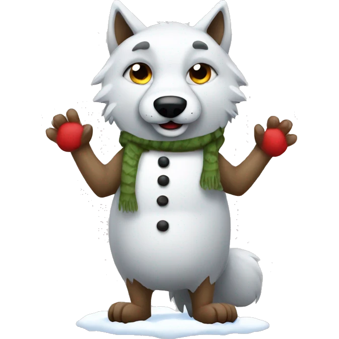 wolf making a snowman emoji